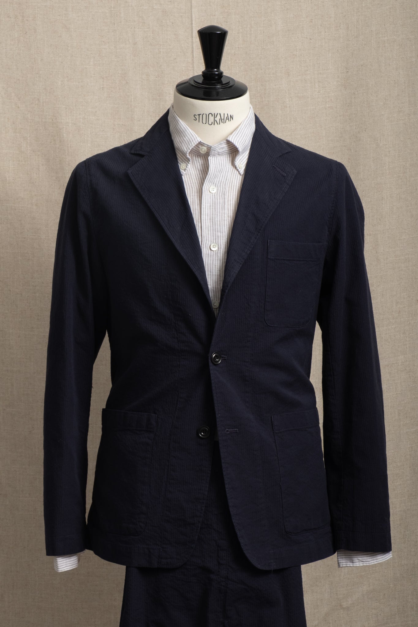 Seersucker Blazer - Dark Navy