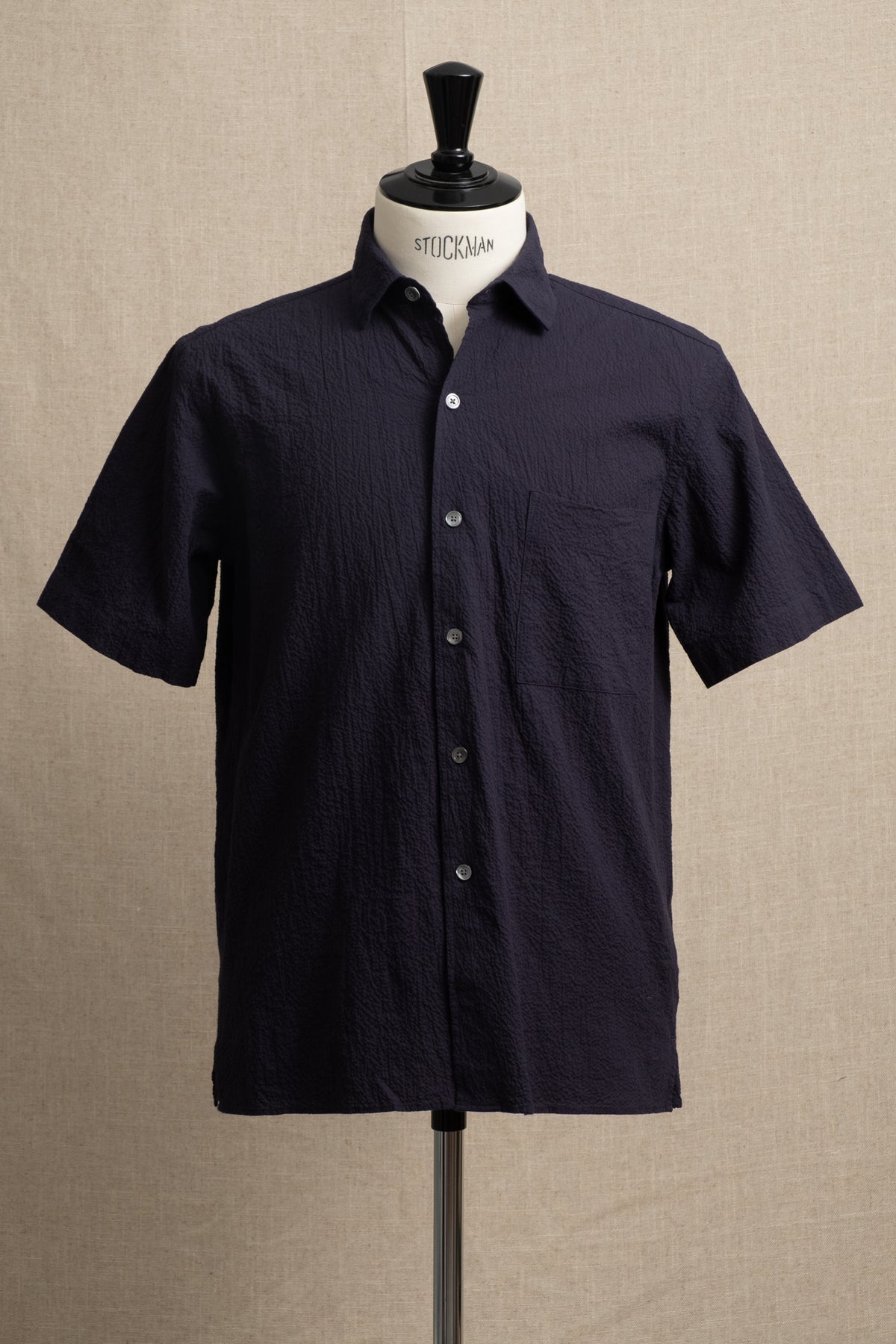Seersucker Pocket Shirt - Navy