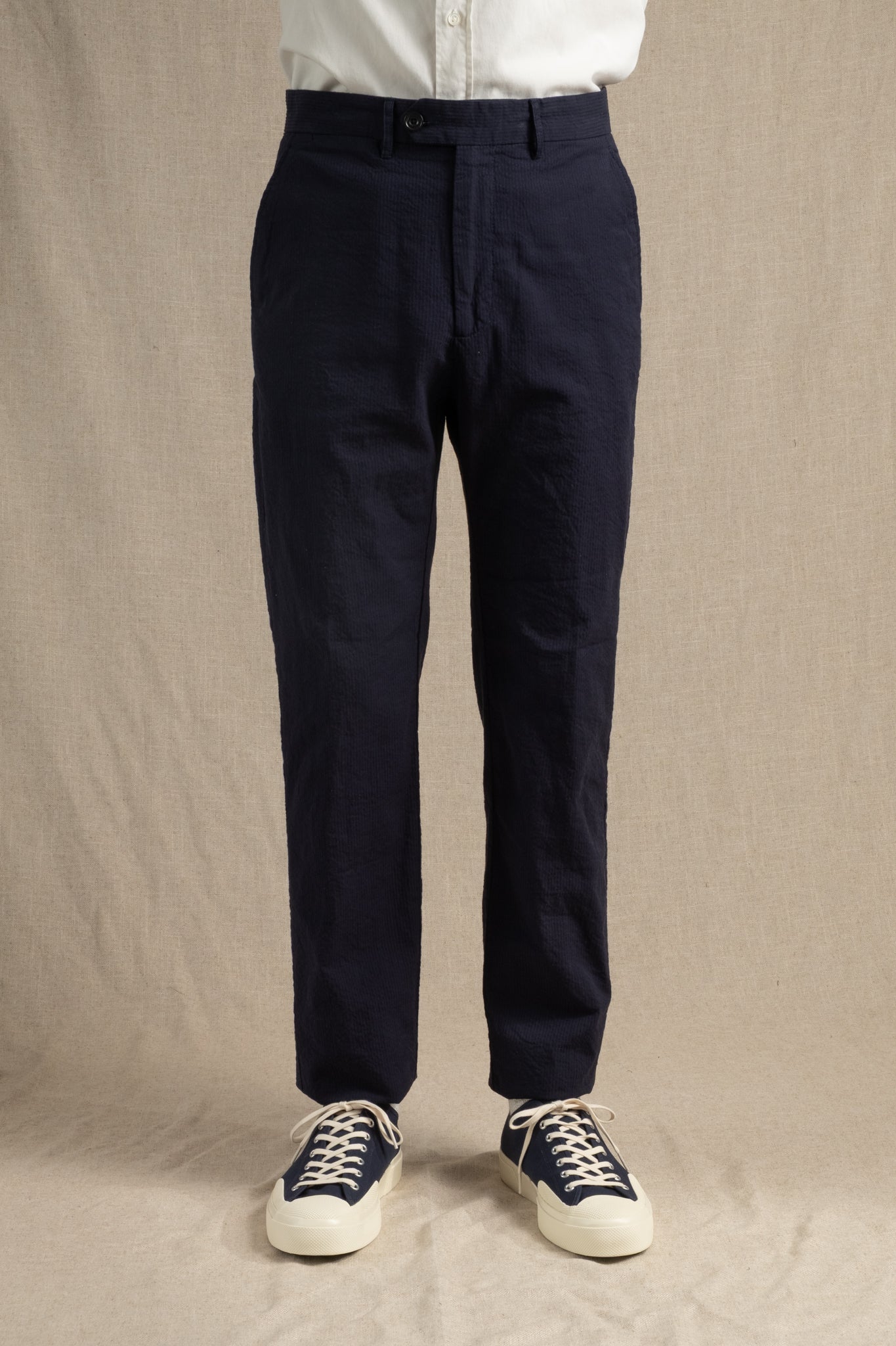 Seersucker Trousers - Dark Navy