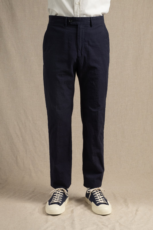 Seersucker Trousers - Dark Navy