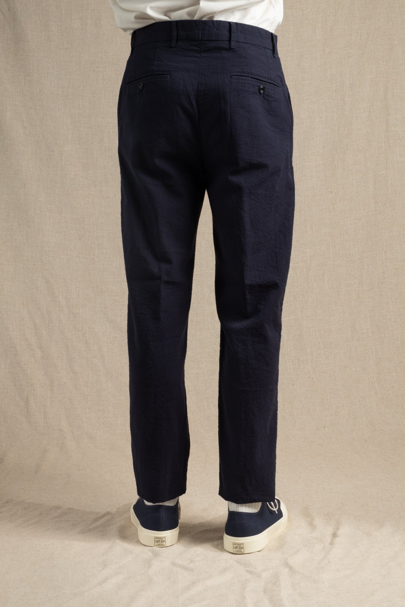 Seersucker Trousers - Dark Navy