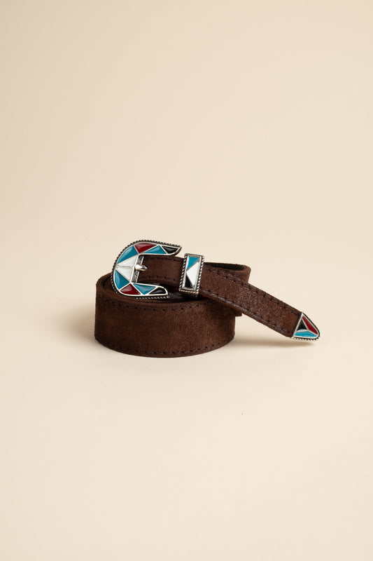 Shaped Mosaic Belt - Walnut