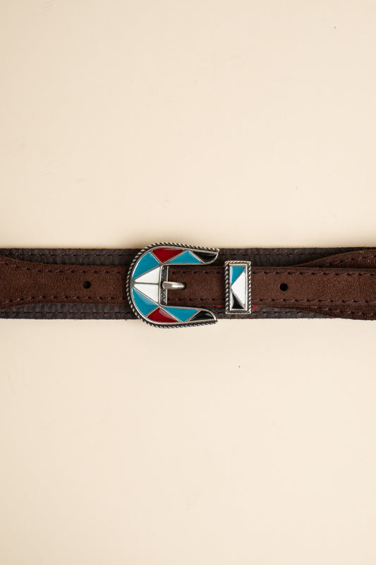 Shaped Mosaic Belt - Walnut