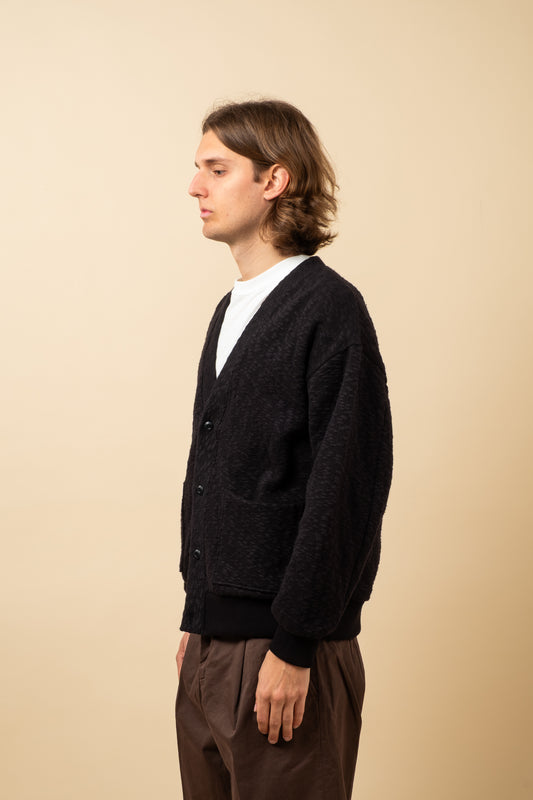 Slub Knit Cardigan - Black