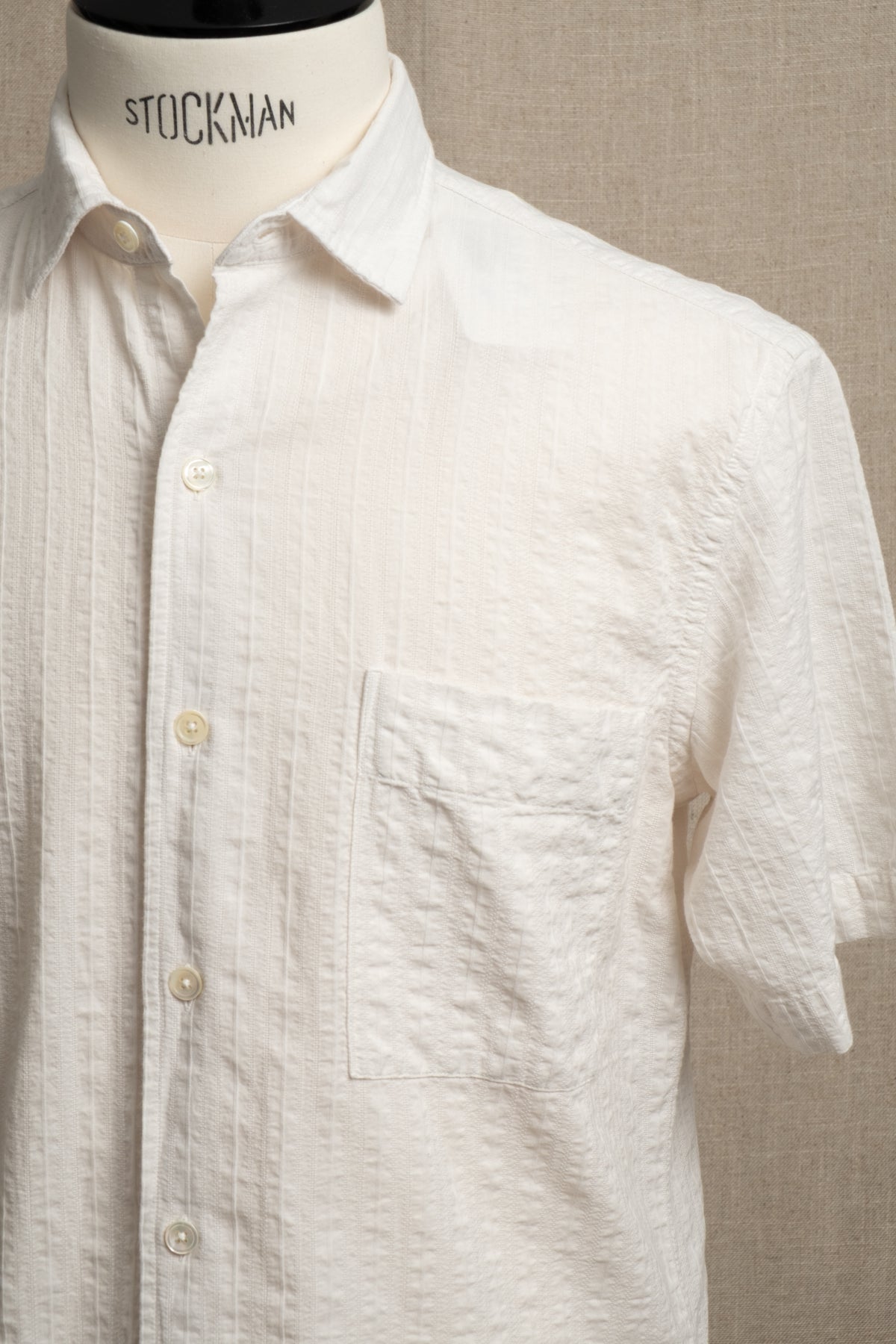 Structured Stripe Pocket Shirt - Eggshell
