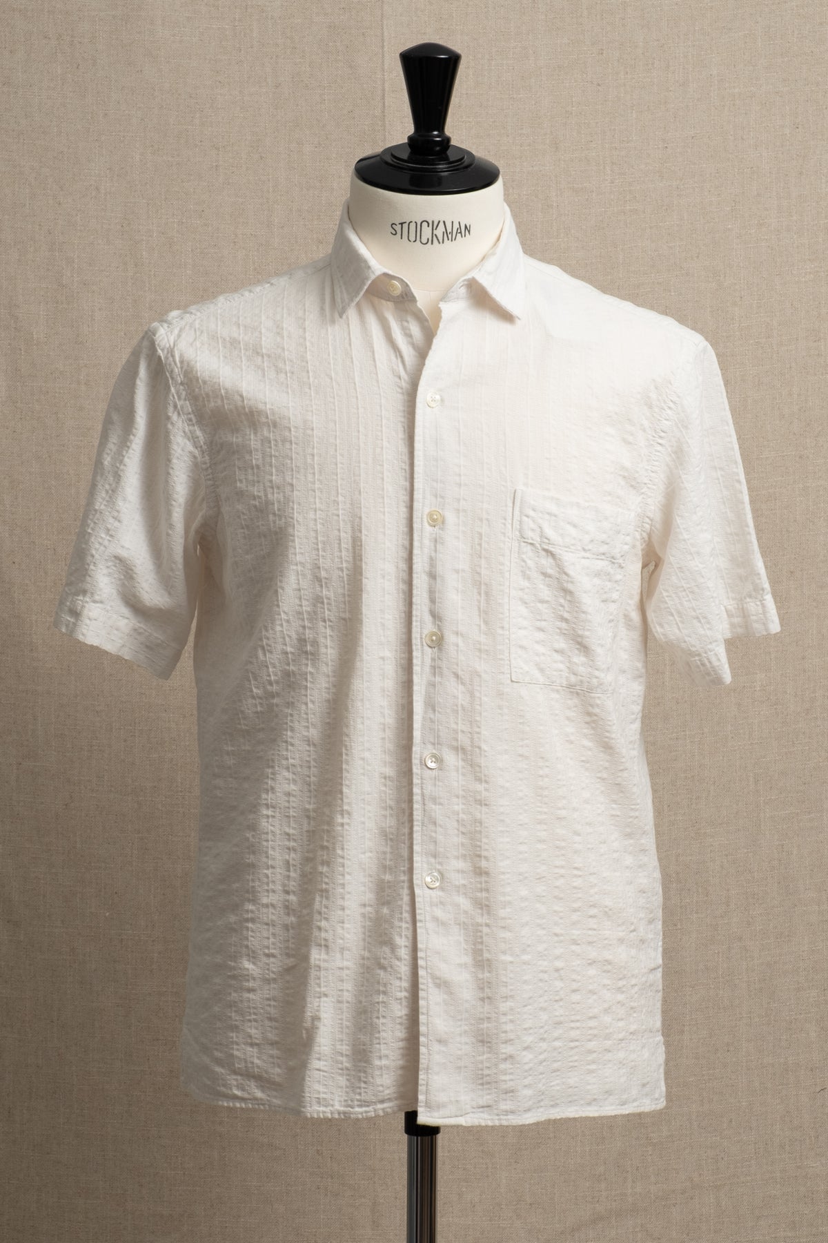 Structured Stripe Pocket Shirt - Eggshell