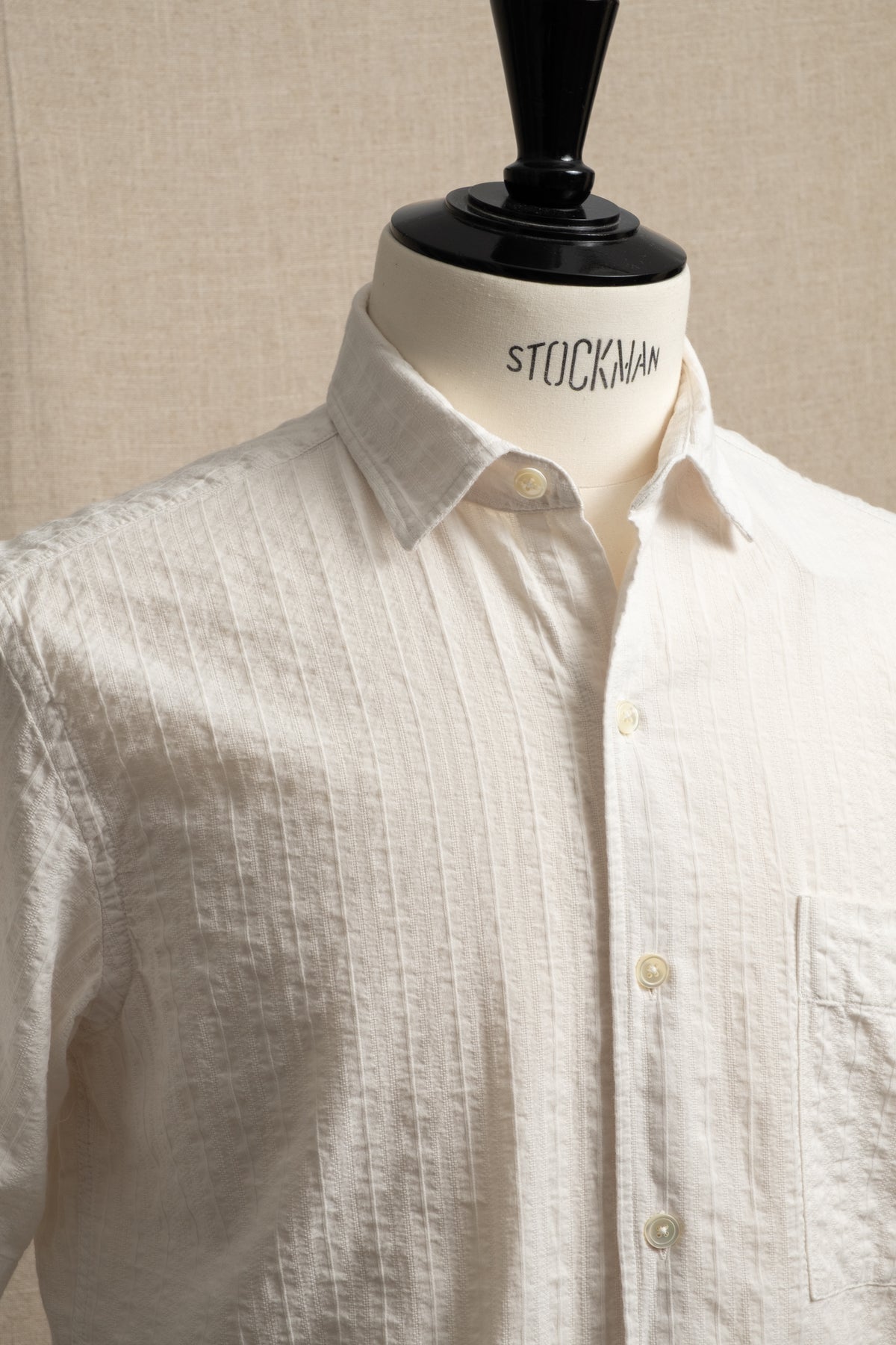 Structured Stripe Pocket Shirt - Eggshell