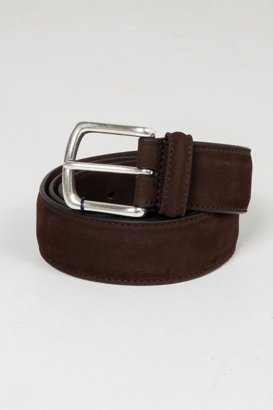 Suede Leather Belt - Brown