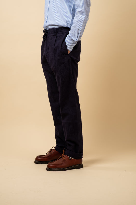 Tanker Pants Seersucker - Deep Blue
