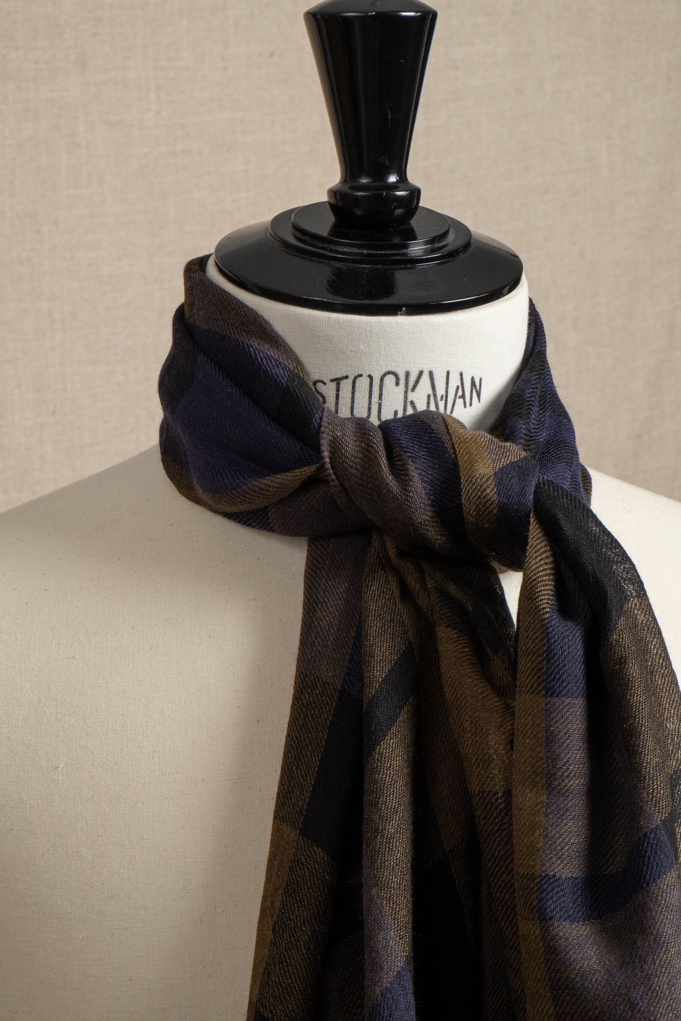 Tartan Scarf - Navy Indigo Olive