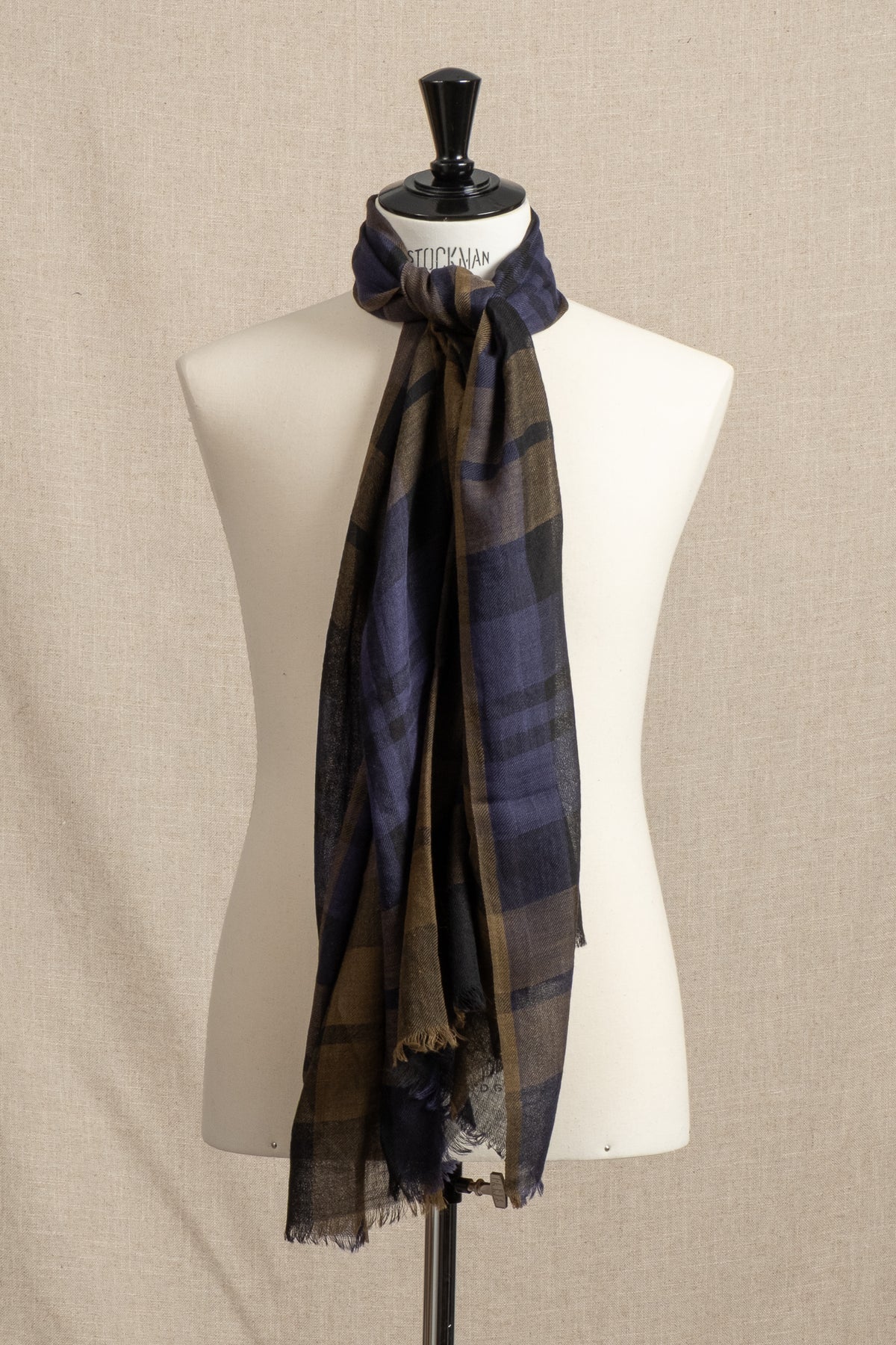 Tartan Scarf - Navy Indigo Olive
