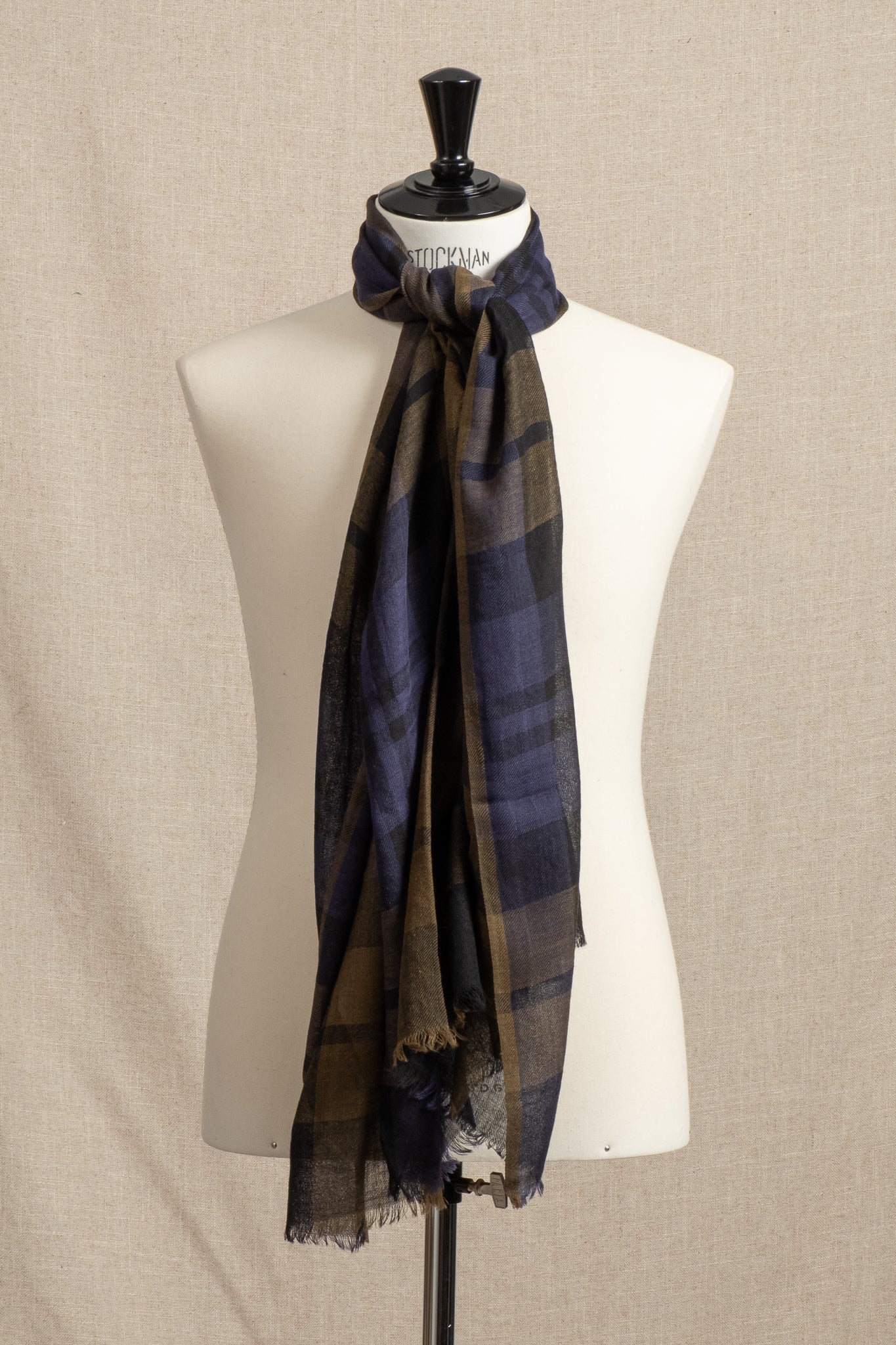 Tartan Scarf - Navy Indigo Olive