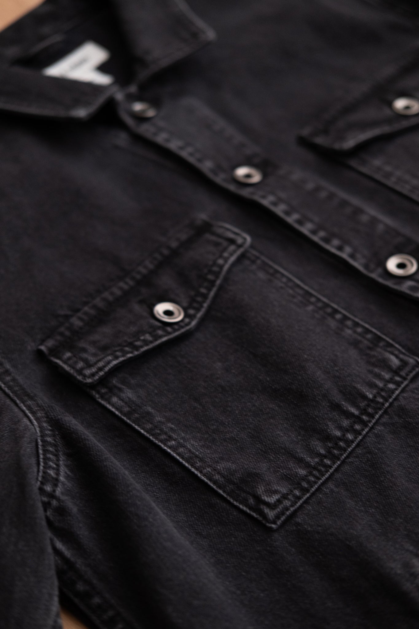 Trucker Shirt 11oz Black Denim - Used Black