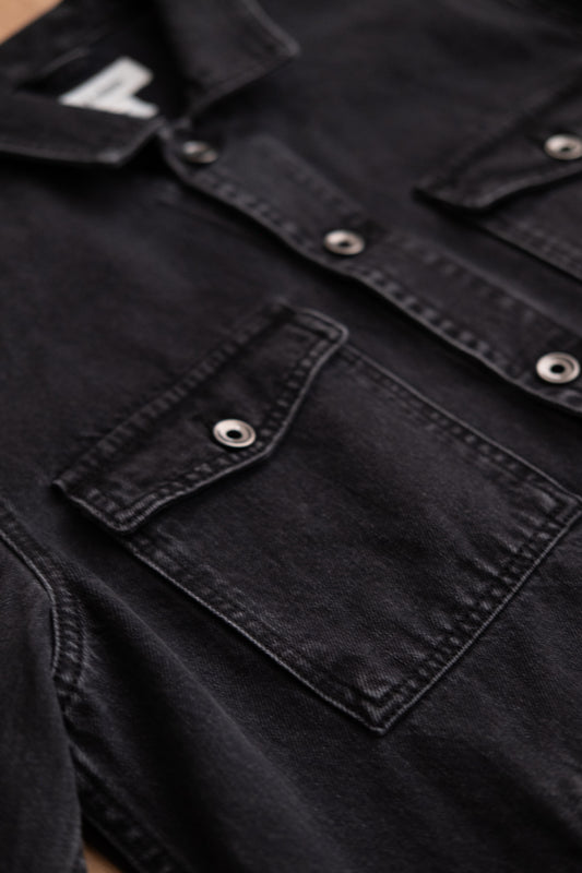 Trucker Shirt 11oz Black Denim - Used Black