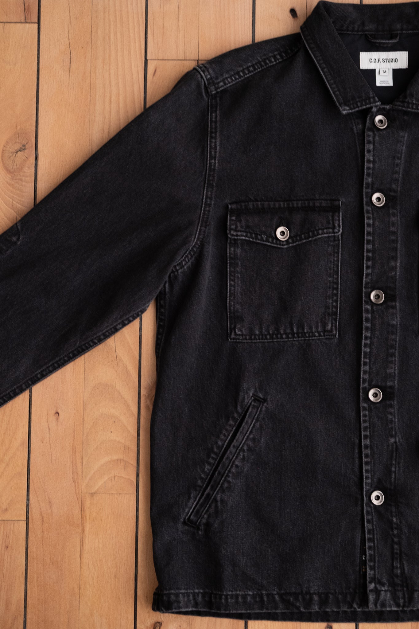 Trucker Shirt 11oz Black Denim - Used Black
