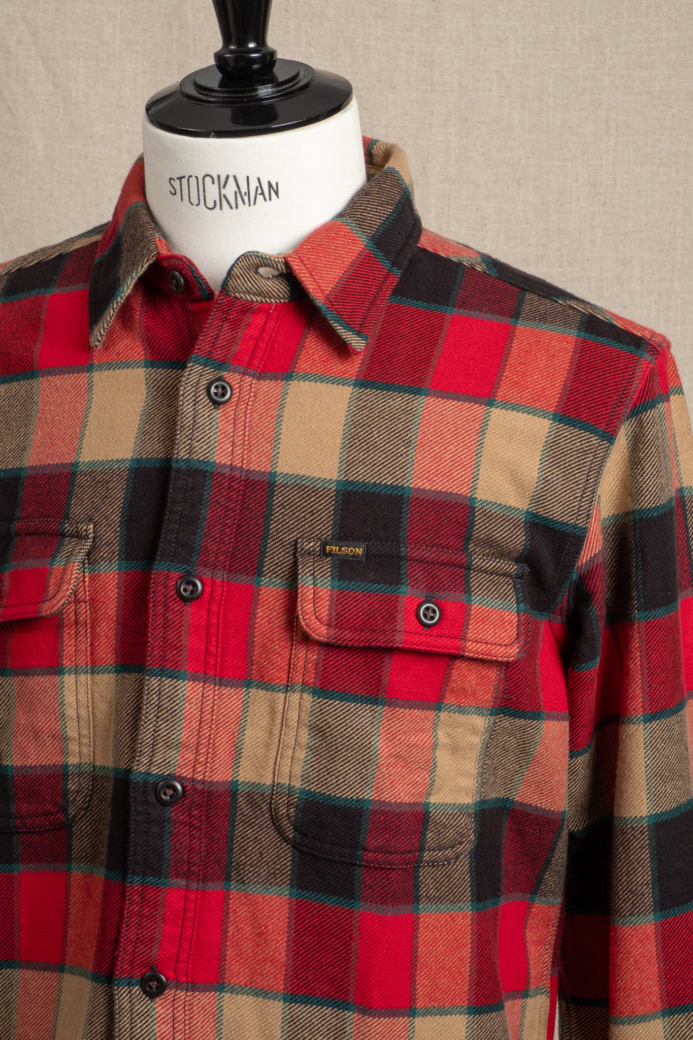 Vintage Flannel Work Shirt - Red x Cream Plaid