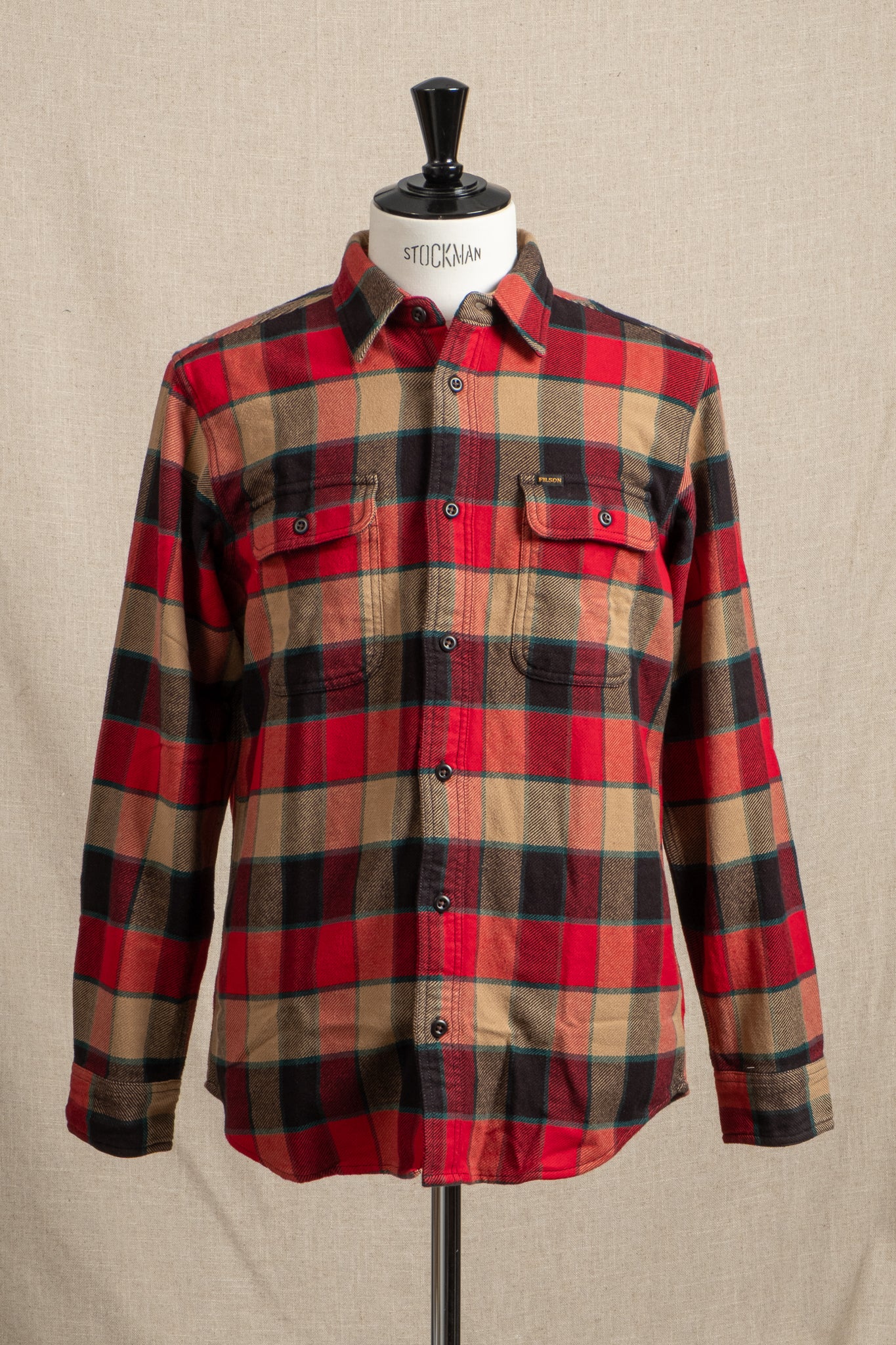 Vintage Flannel Work Shirt - Red x Cream Plaid