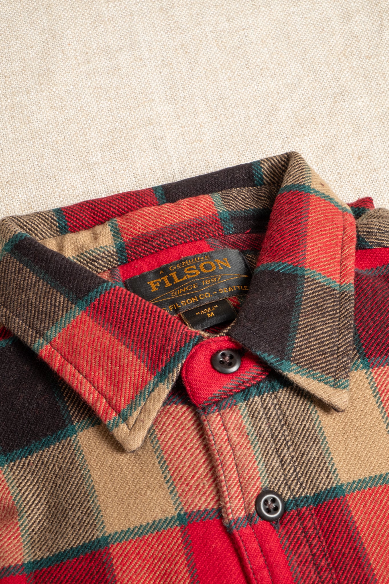 Vintage Flannel Work Shirt - Red x Cream Plaid