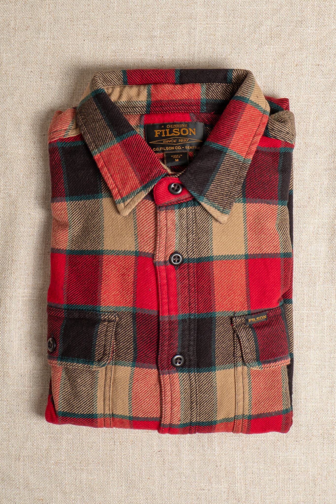 Vintage Flannel Work Shirt - Red x Cream Plaid