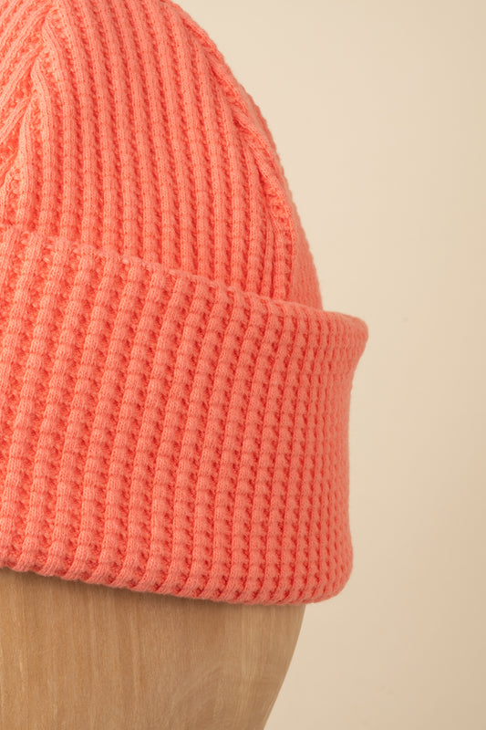 Waffle Knit Cap - Sunrise Pink