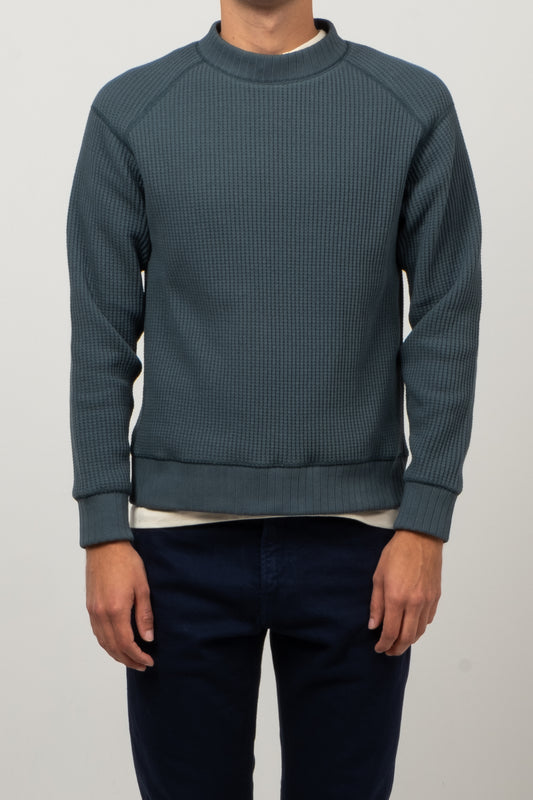 Waffle Midneck Sweater - Dark Turquoise