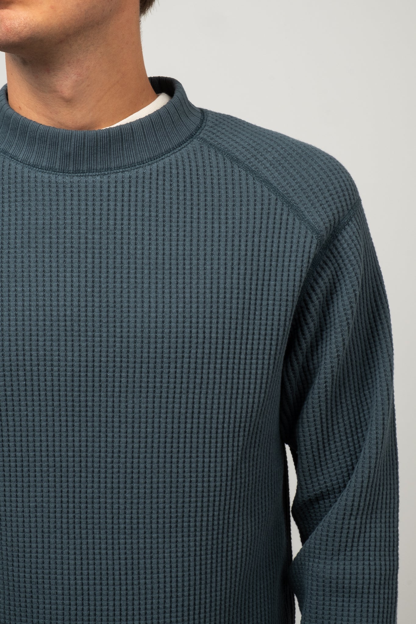 Waffle Midneck Sweater - Dark Turquoise