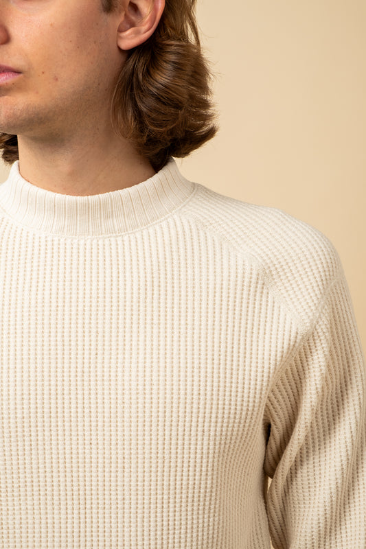 Waffle Midneck Sweater - Ivory