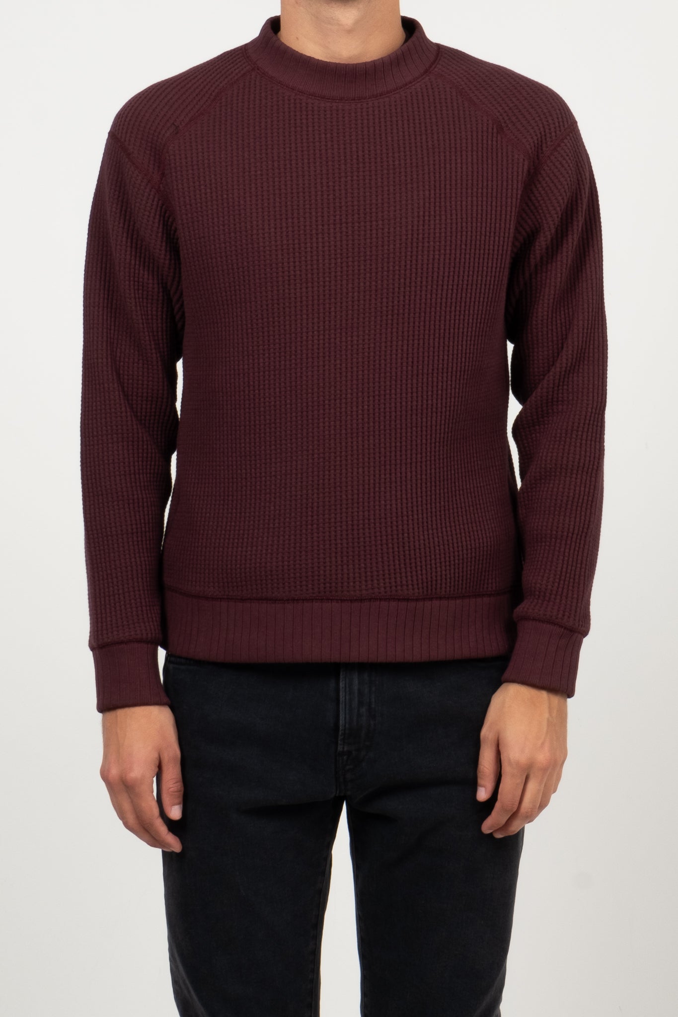 Waffle Midneck Sweater - Mahogany