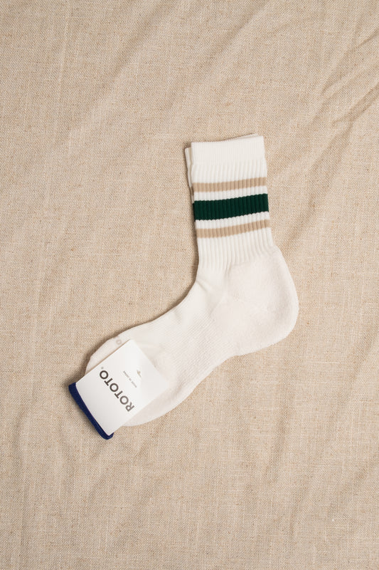 Washi Cushion Stripe Crew - Beige x Green