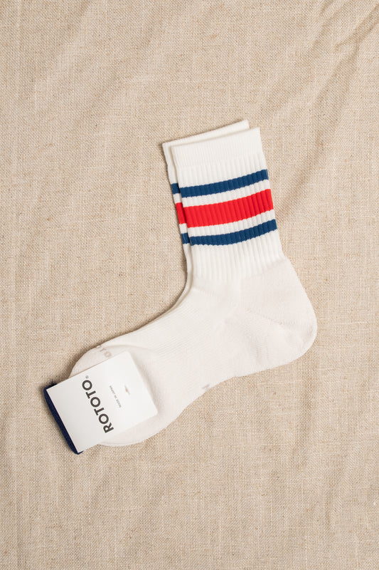 Washi Cushion Stripe Crew - Blue x Red