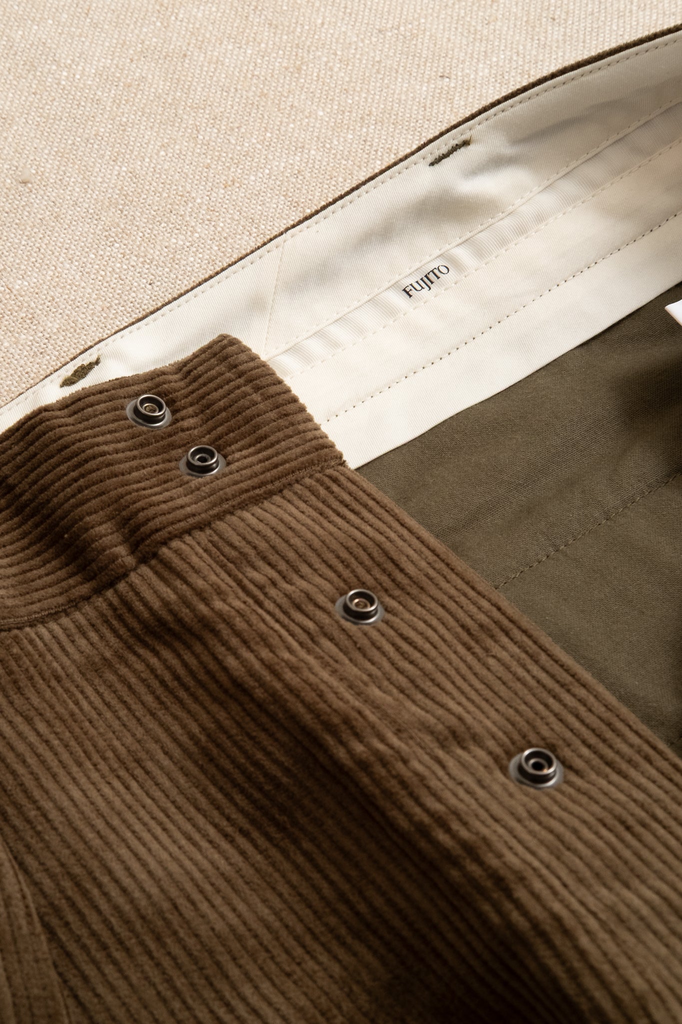 Wide Slacks 8W Corduroy - Olive Green