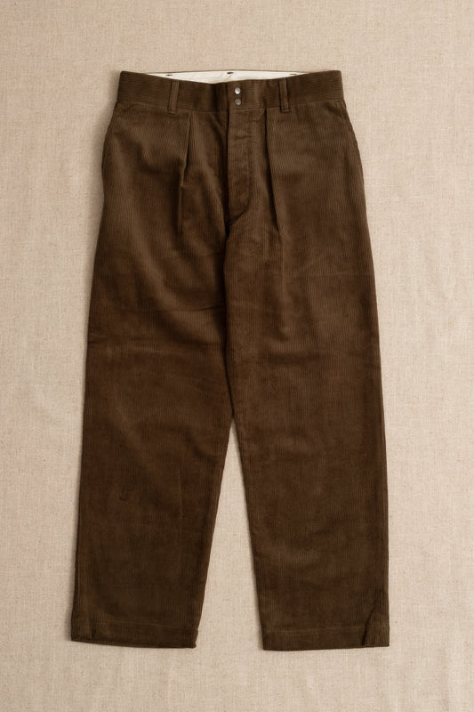 Wide Slacks 8W Corduroy - Olive Green