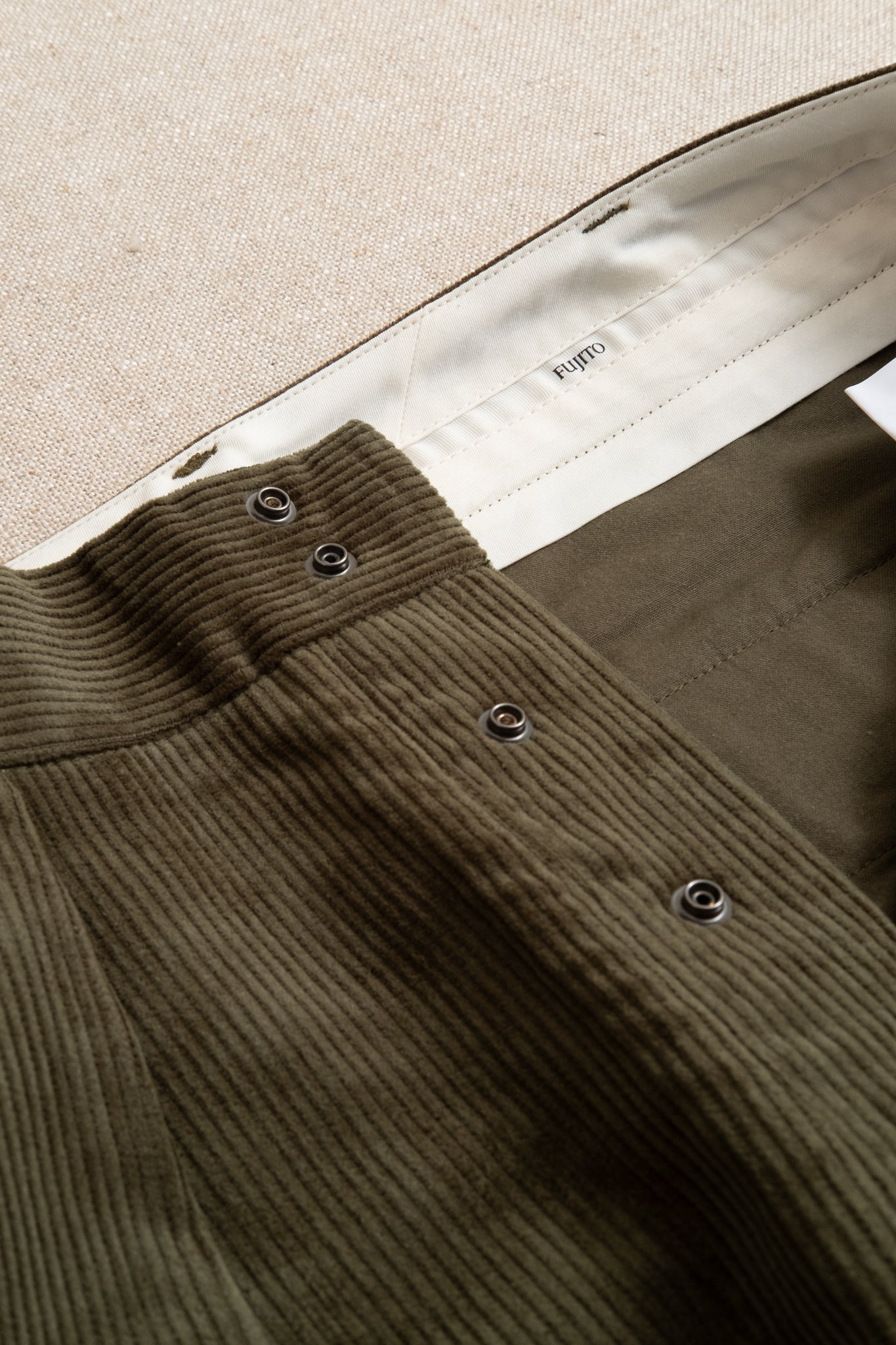 Wide Slacks 8W Corduroy - Olive Green