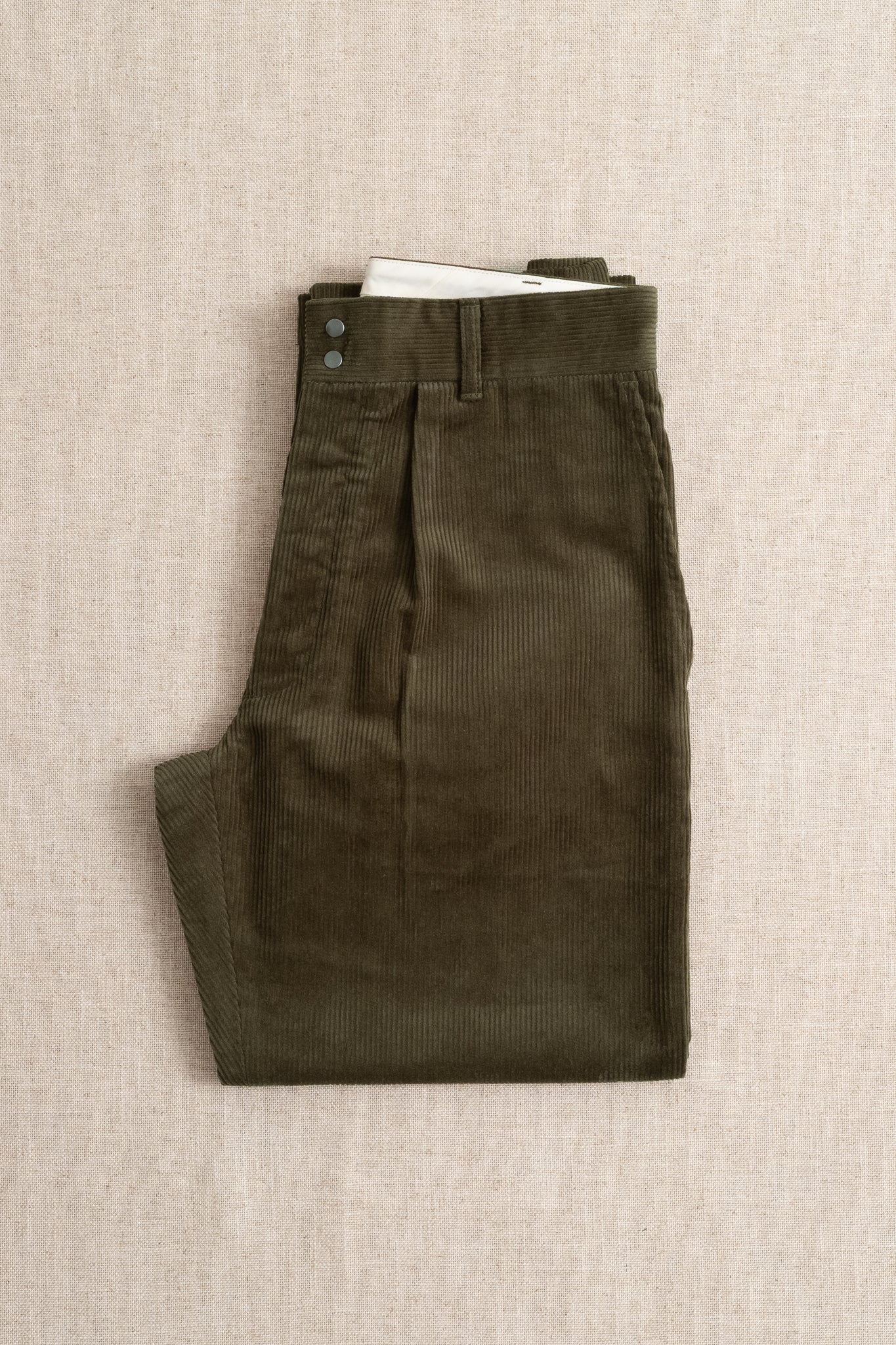 Wide Slacks 8W Corduroy - Olive Green