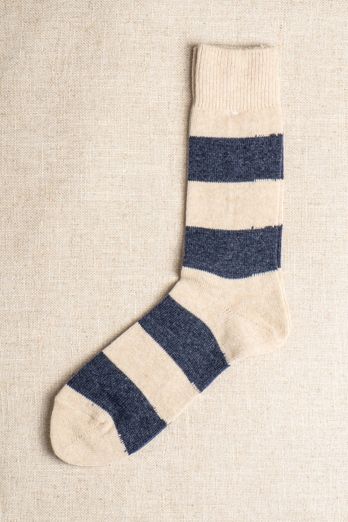 Wool Cashmere Stripes Crew - Oatmeal