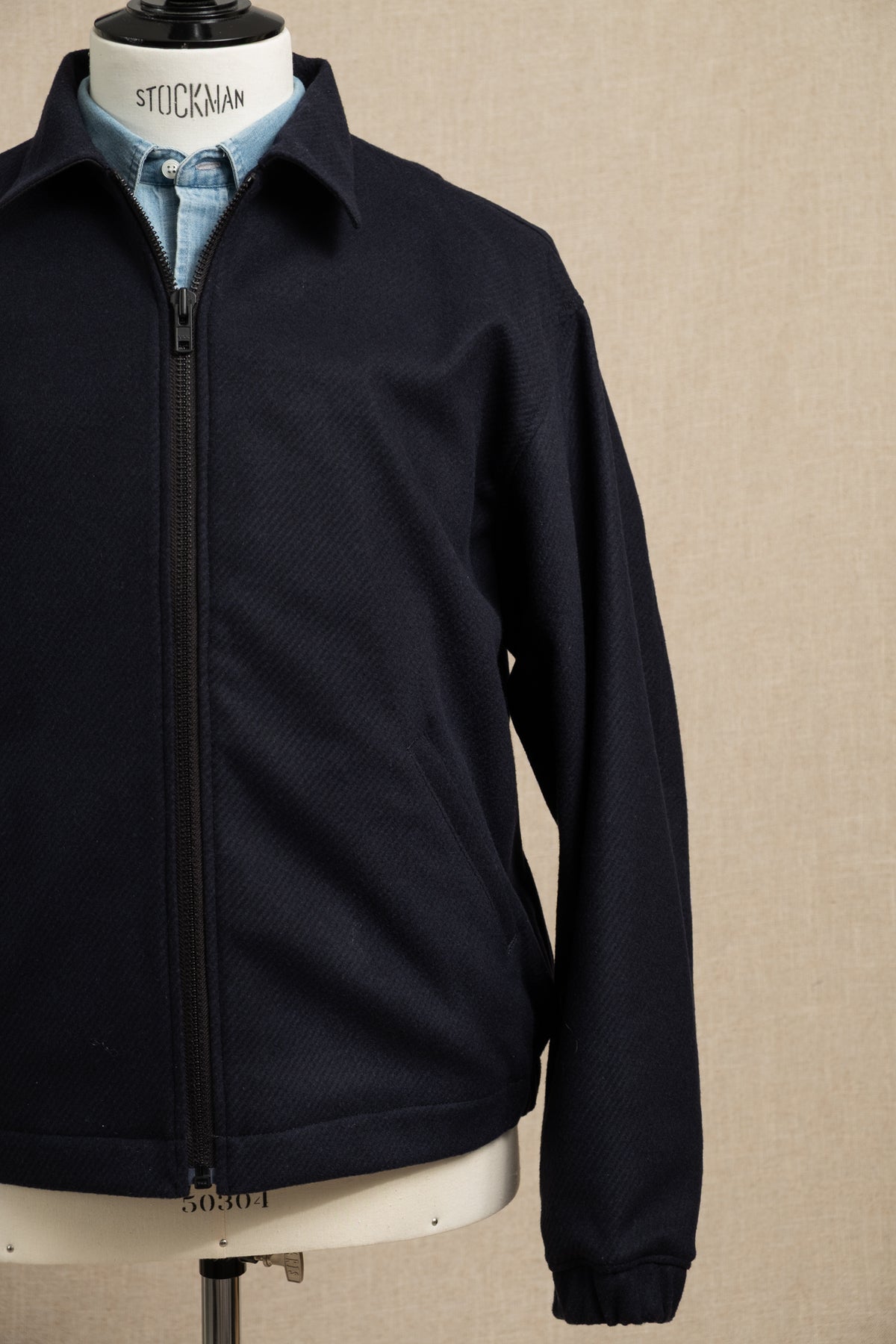Zip-Up Wool Blouson - Dark Navy