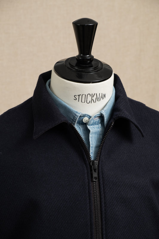 Zip-Up Wool Blouson - Dark Navy