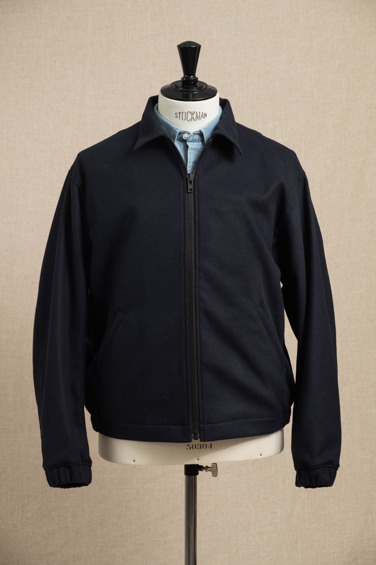 Zip-Up Wool Blouson - Dark Navy