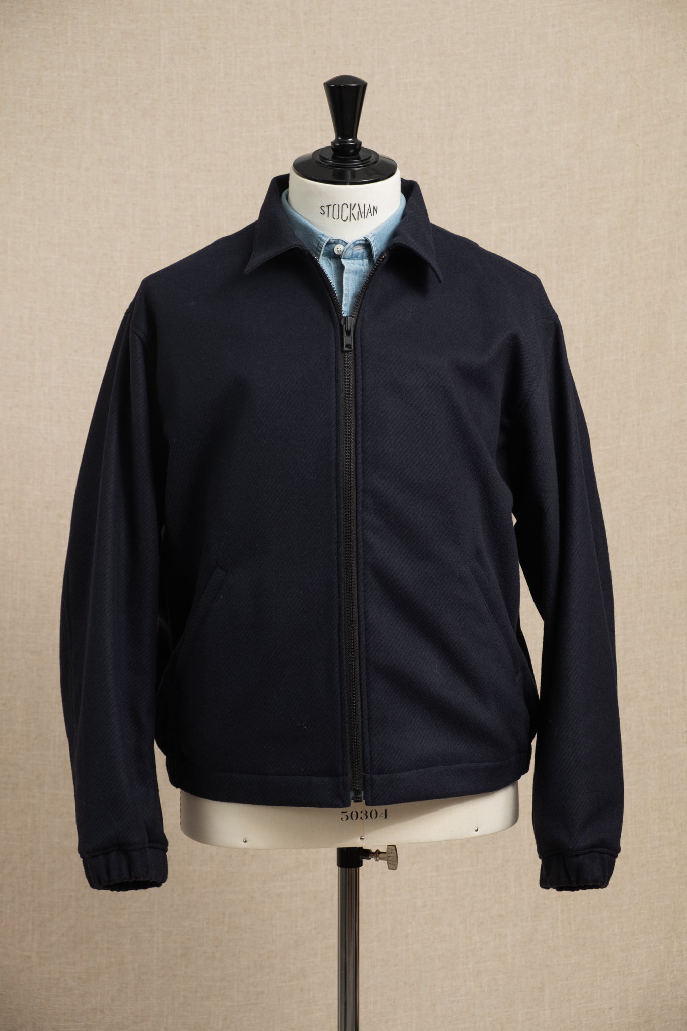 Zip-Up Wool Blouson - Dark Navy
