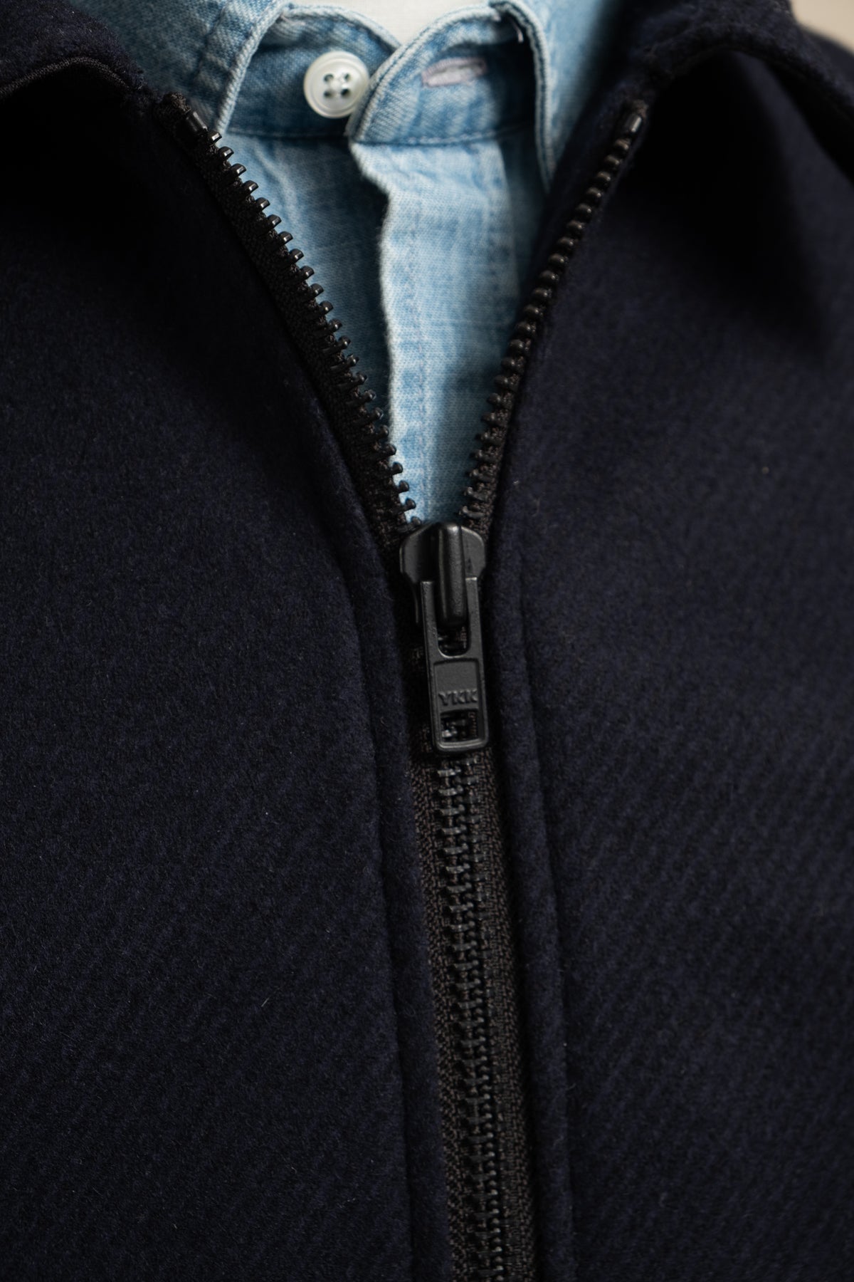 Zip-Up Wool Blouson - Dark Navy